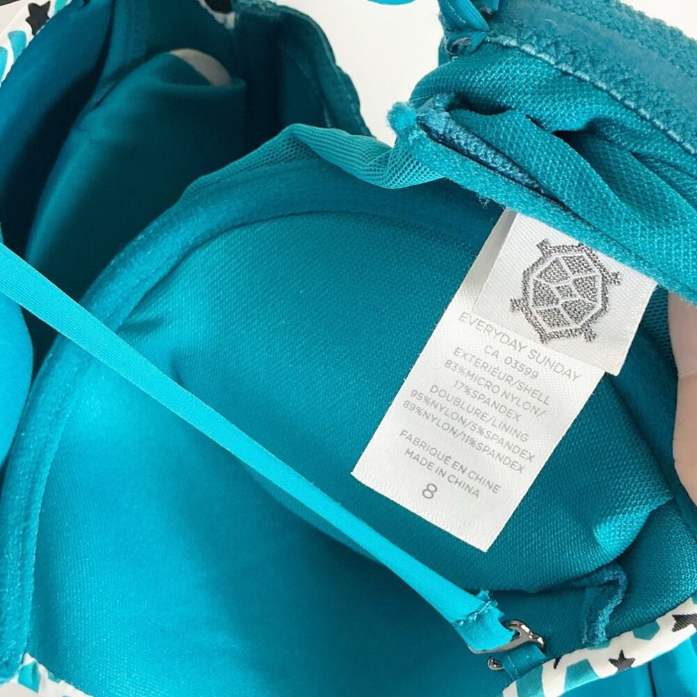 Everyday Sunday Womens One Piece Swimsuit Teal Blue White Pattern 8 - Picture 6 of 6